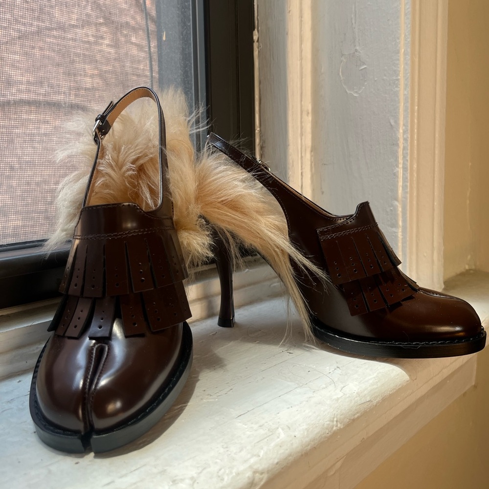 MAISON MARGIELA Bourgeoise 100mm Leather Pumps In Brown